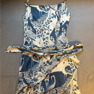 Reformation Blue and Cream Mini Dress